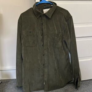 Green corduroy, large button-down shirt